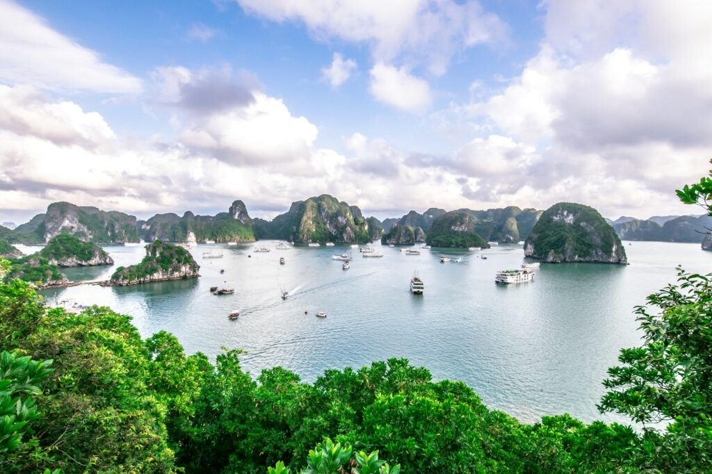 Ha Long Bay, the limestone mountains in Quang Ninh Province, nearby Hanoi, Vietnam